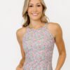 Whimsy Floral Double-Cinch Tankini Top