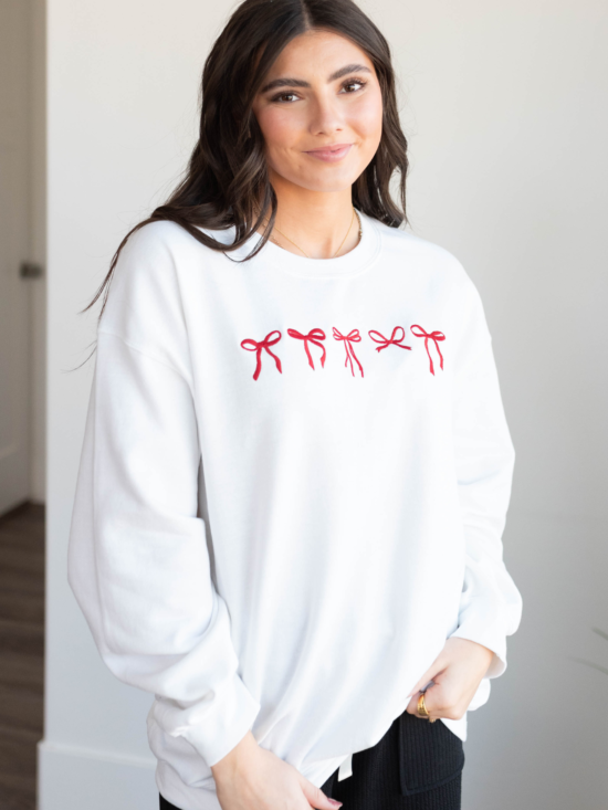 White Mini Bow Sweatshirt