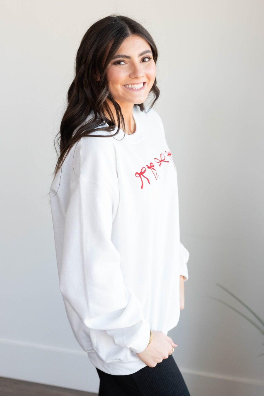 White Mini Bow Sweatshirt