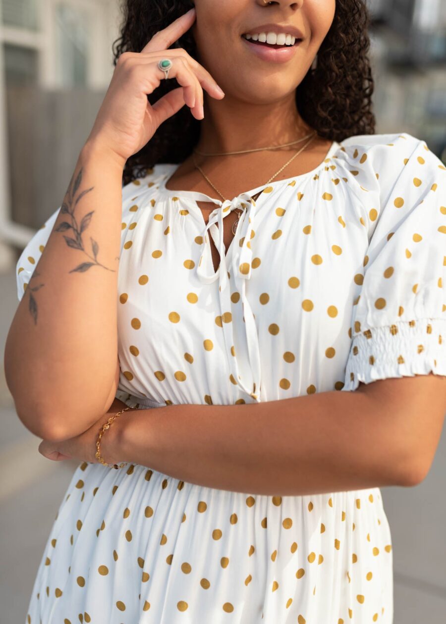 Wren White Polka Dot Dress