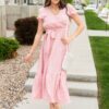 Xandra Blush Pink Tie Waist Dress