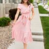 Xandra Blush Pink Tie Waist Dress
