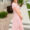 Xandra Blush Pink Tie Waist Dress