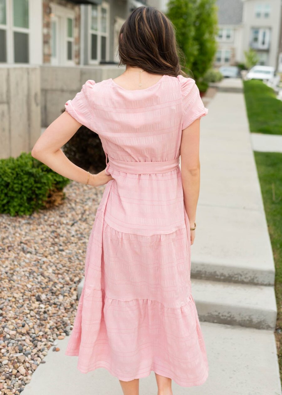 Xandra Blush Pink Tie Waist Dress