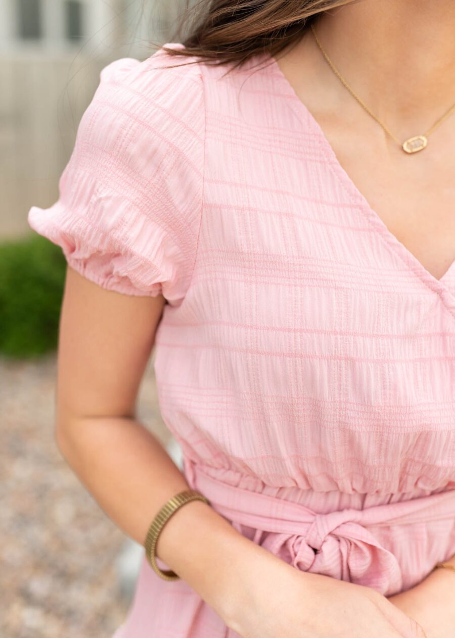 Xandra Blush Pink Tie Waist Dress