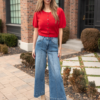 Zoe Red Button Up Sweater