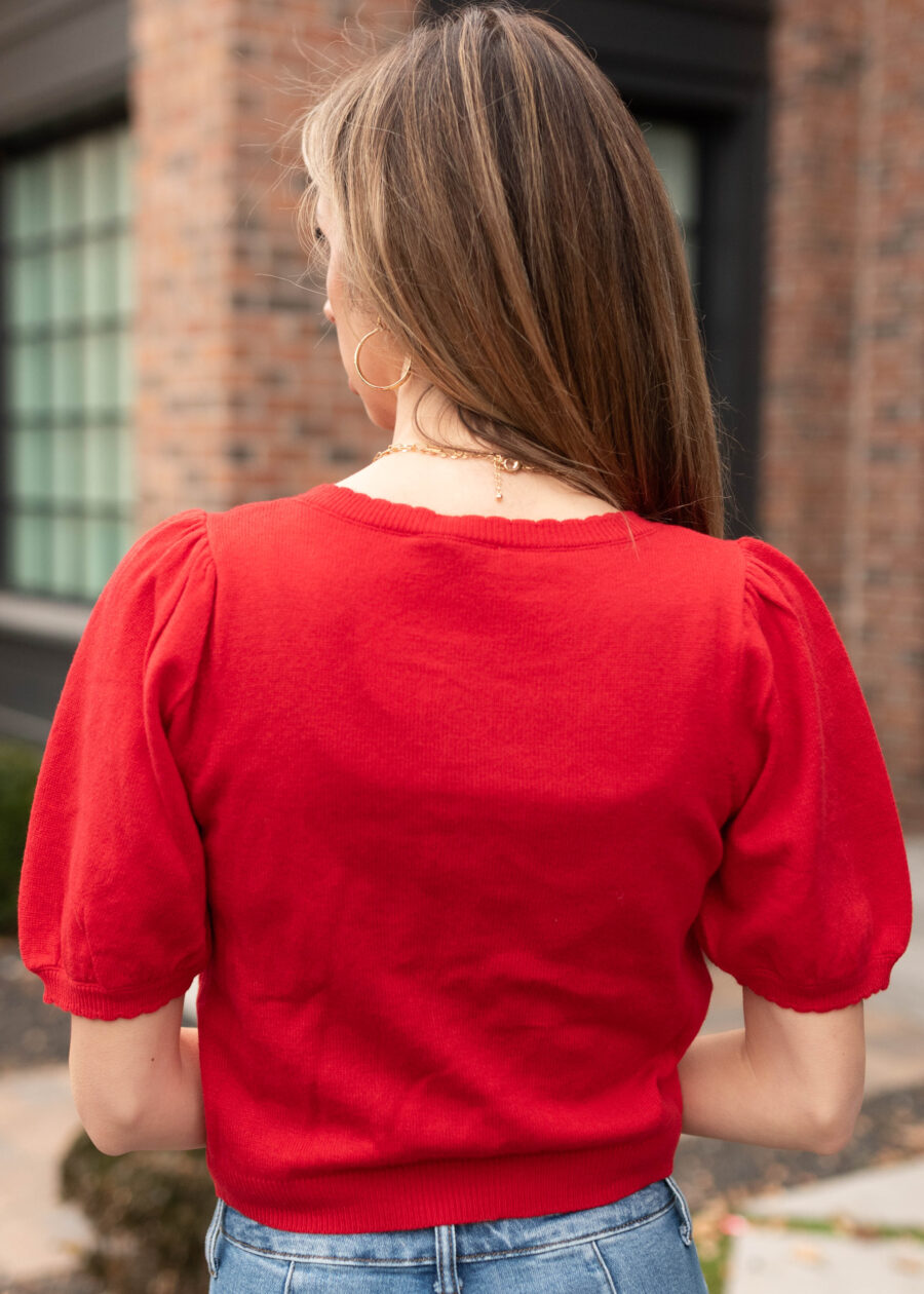 Zoe Red Button Up Sweater