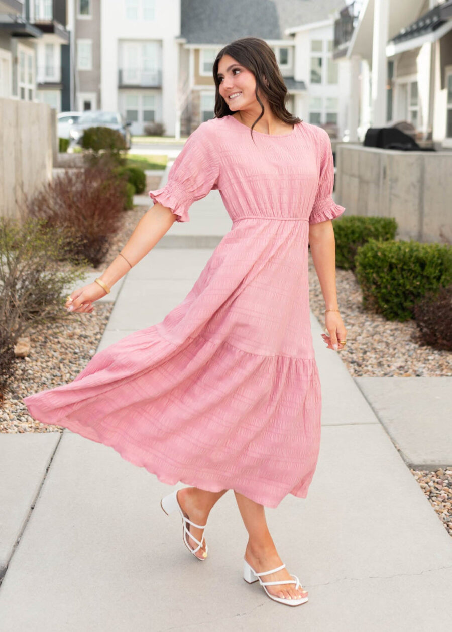 Zoey Dusty Pink Smocked Dress