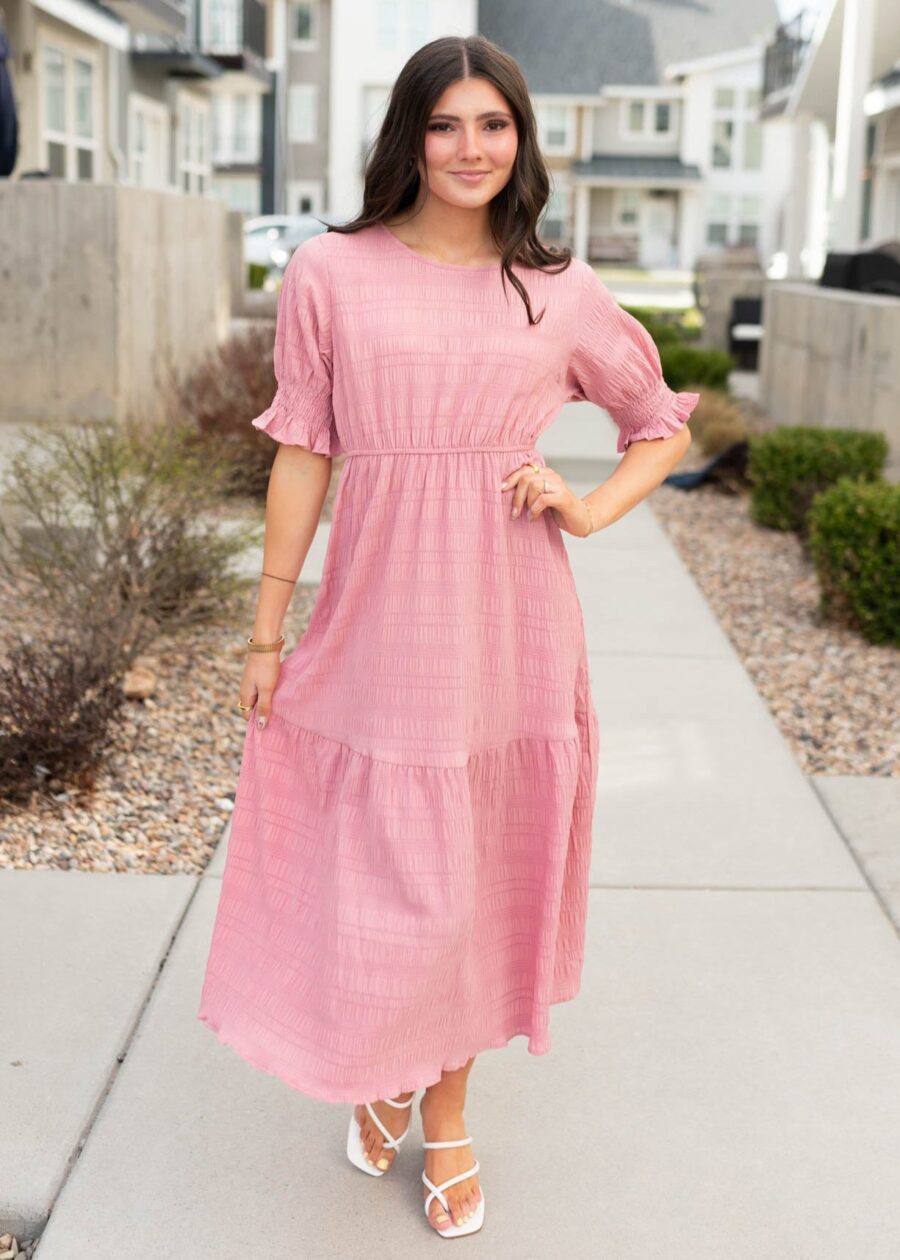 Zoey Dusty Pink Smocked Dress