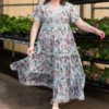 Zoie Blue Floral Tiered Dress