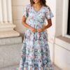 Zoie Blue Floral Tiered Dress