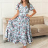Zoie Blue Floral Tiered Dress