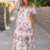 Zoie Pink Floral Tiered Dress