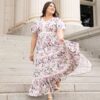 Zoie Pink Floral Tiered Dress