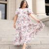 Zoie Pink Floral Tiered Dress