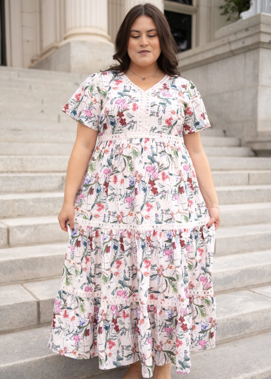 Zoie Pink Floral Tiered Dress