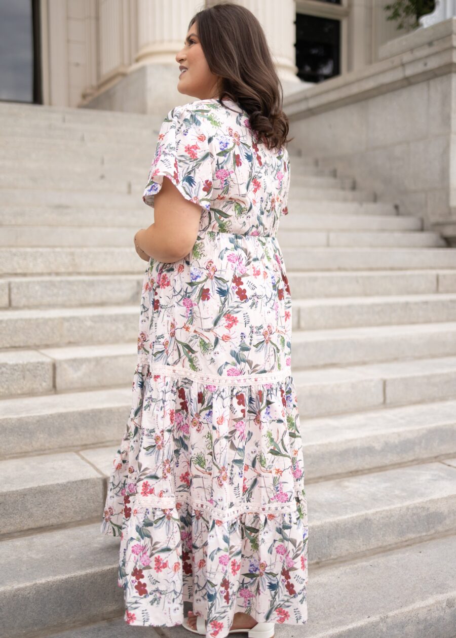 Zoie Pink Floral Tiered Dress