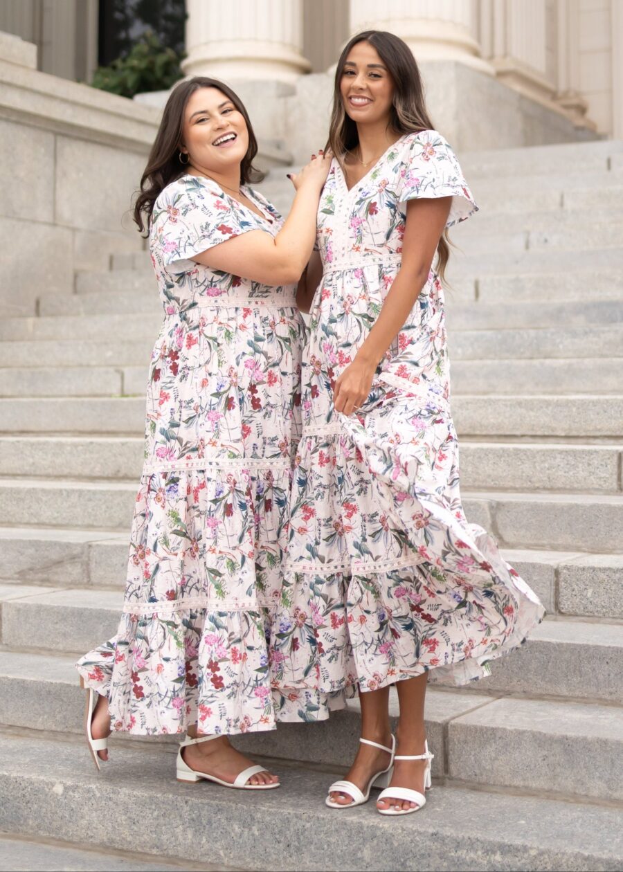 Zoie Pink Floral Tiered Dress