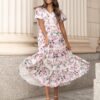Zoie Pink Floral Tiered Dress