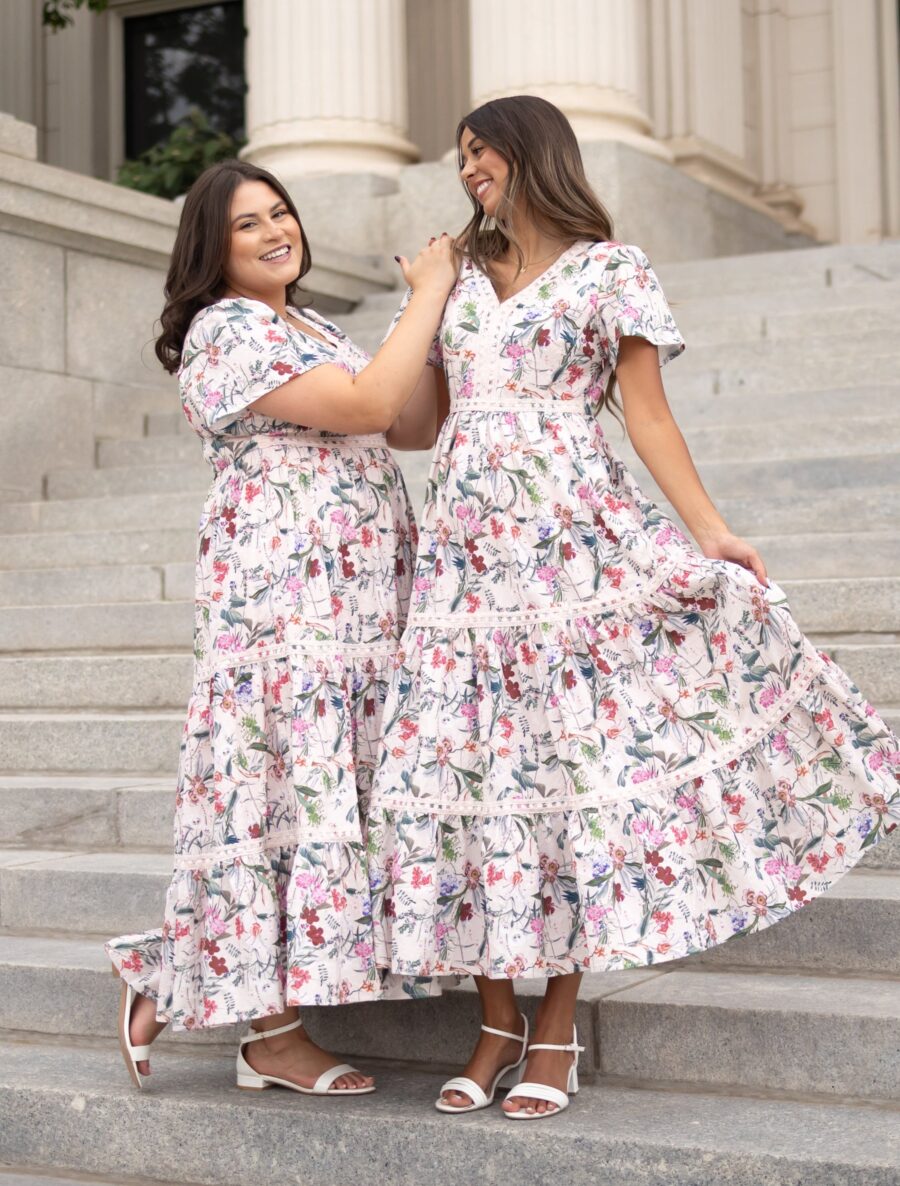 Zoie Pink Floral Tiered Dress