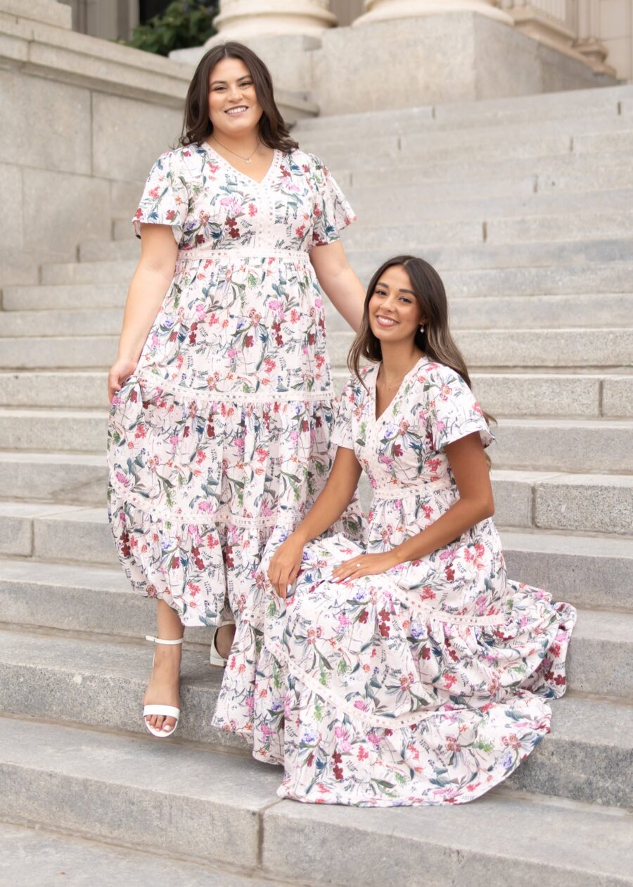 Zoie Pink Floral Tiered Dress