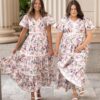 Zoie Pink Floral Tiered Dress