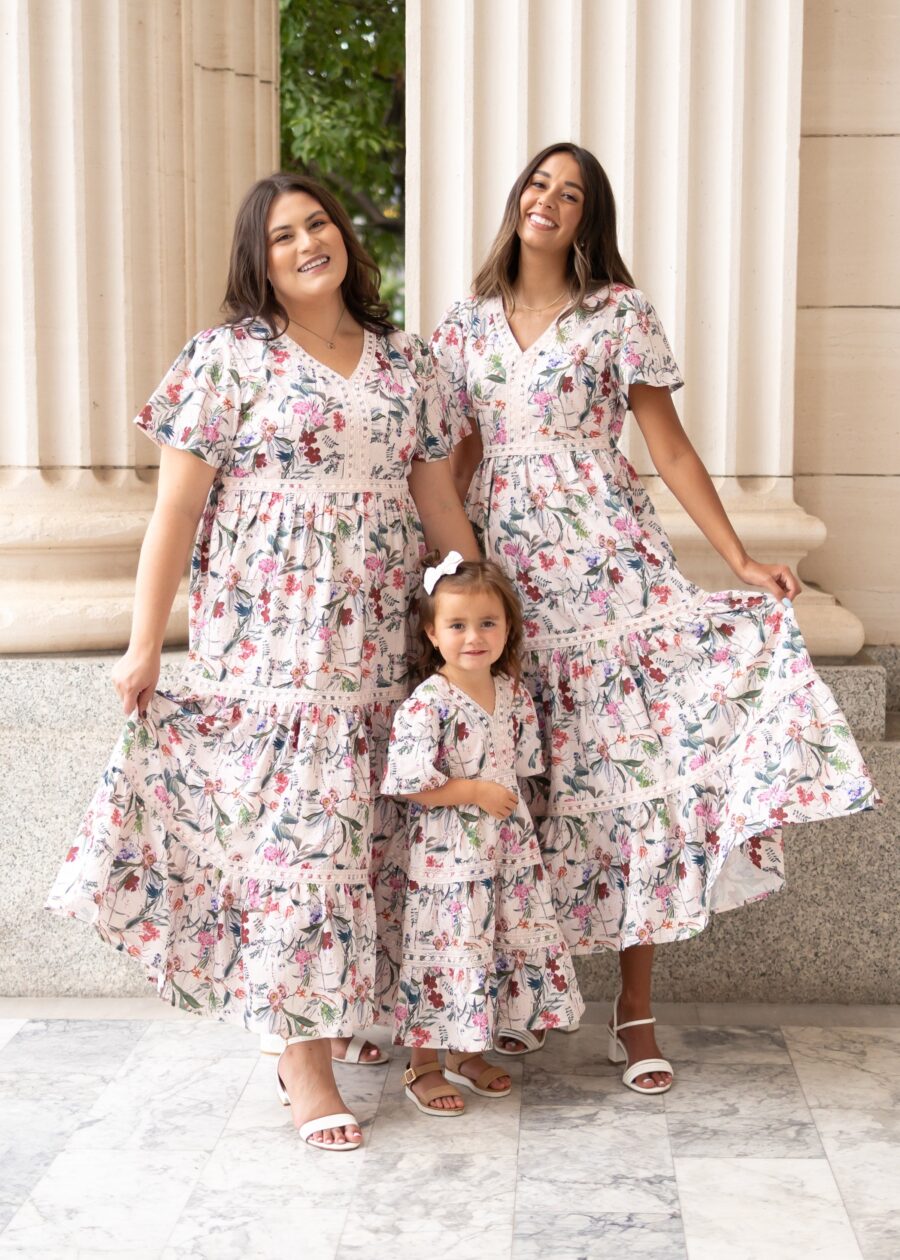 Zoie Pink Floral Tiered Dress