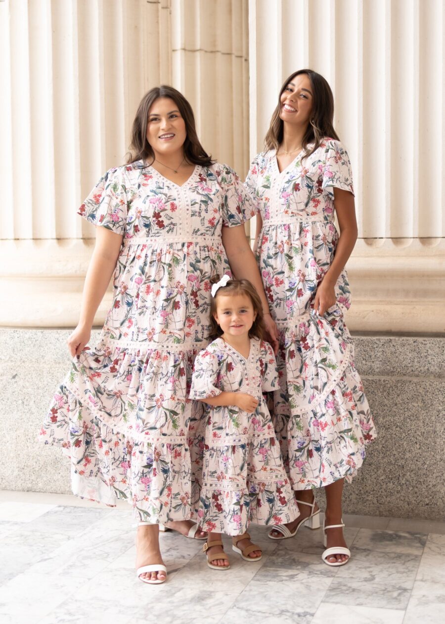 Zoie Pink Floral Tiered Dress