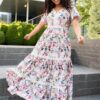 Zoie Pink Floral Tiered Dress