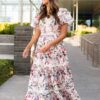 Zoie Pink Floral Tiered Dress