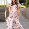 Zoie Pink Floral Tiered Dress