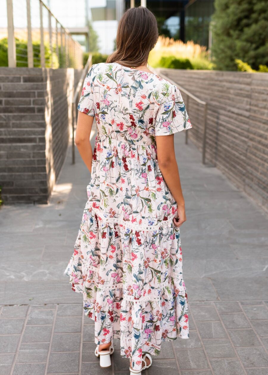 Zoie Pink Floral Tiered Dress