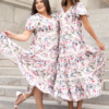 Zoie Pink Floral Tiered Dress