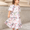 Zoie Pink Floral Tiered Little Girl Dress