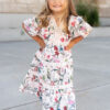 Zoie Pink Floral Tiered Little Girl Dress