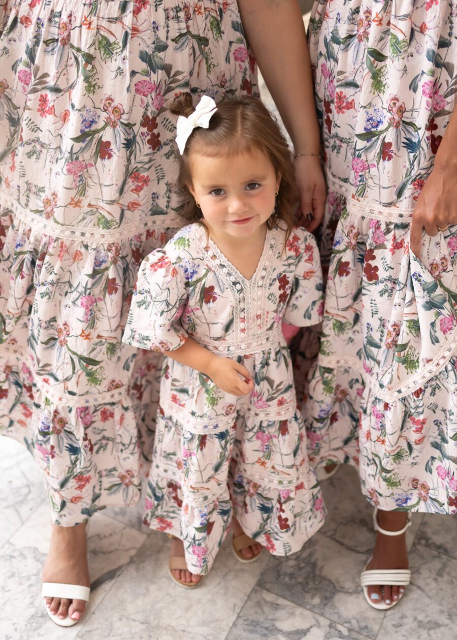 Zoie Pink Floral Tiered Little Girl Dress