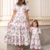 Zoie Pink Floral Tiered Little Girl Dress