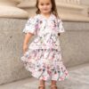 Zoie Pink Floral Tiered Little Girl Dress