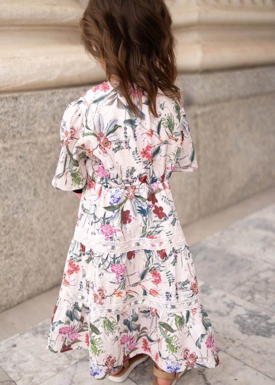 Zoie Pink Floral Tiered Little Girl Dress