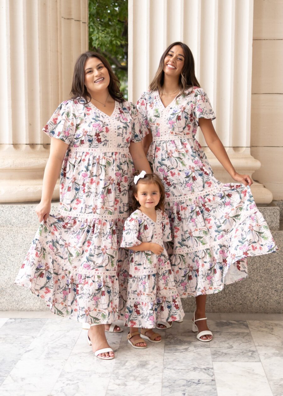 Zoie Pink Floral Tiered Little Girl Dress