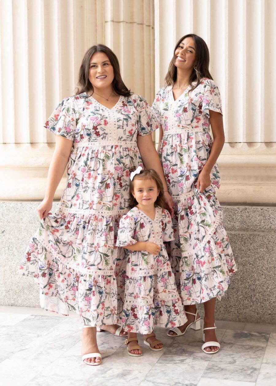 Zoie Pink Floral Tiered Little Girl Dress