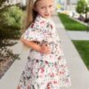 Zoie Pink Floral Tiered Little Girl Dress