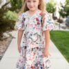Zoie Pink Floral Tiered Little Girl Dress