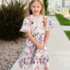 Zoie Pink Floral Tiered Little Girl Dress