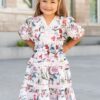 Zoie Pink Floral Tiered Little Girl Dress