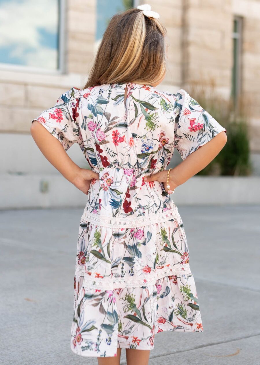 Zoie Pink Floral Tiered Little Girl Dress