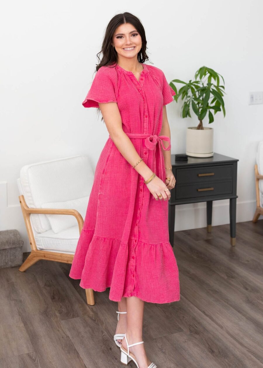 Zya Pink Button Down Dress