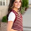 Sana Burgundy Striped Sweater Vest