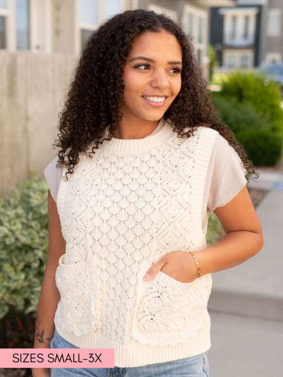 Amiah Cream Knit Sweater Vest