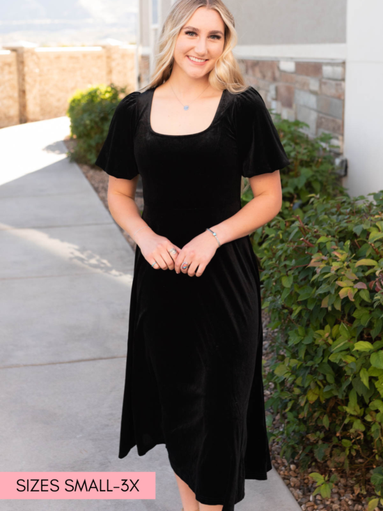 Alexa Black Velvet Dress